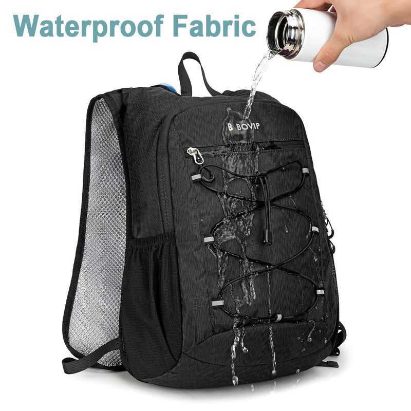 BOVIP Lightweight Hydration Back,15L Multipurpose Hiking Backpack with 1.5L Water Bladder ,Hydro Water Daypack for Cycling Hiking Rave for Men Women Black