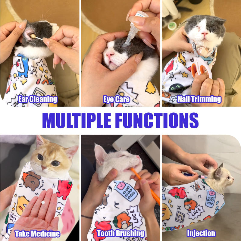 XANGNIER Cat Wrap for Grooming,Cat Restraint Wrap for Cutting Nails,Fabric Burrito Wrap for Nail Clipping, Anti-Scratch, Anti-Escape,Multifunctional Swaddle Wrap Pet Tool (20.8 x 20.8 Inch) L (20.8 x 20.8 Inch) A-1Pcs - BeesActive Australia