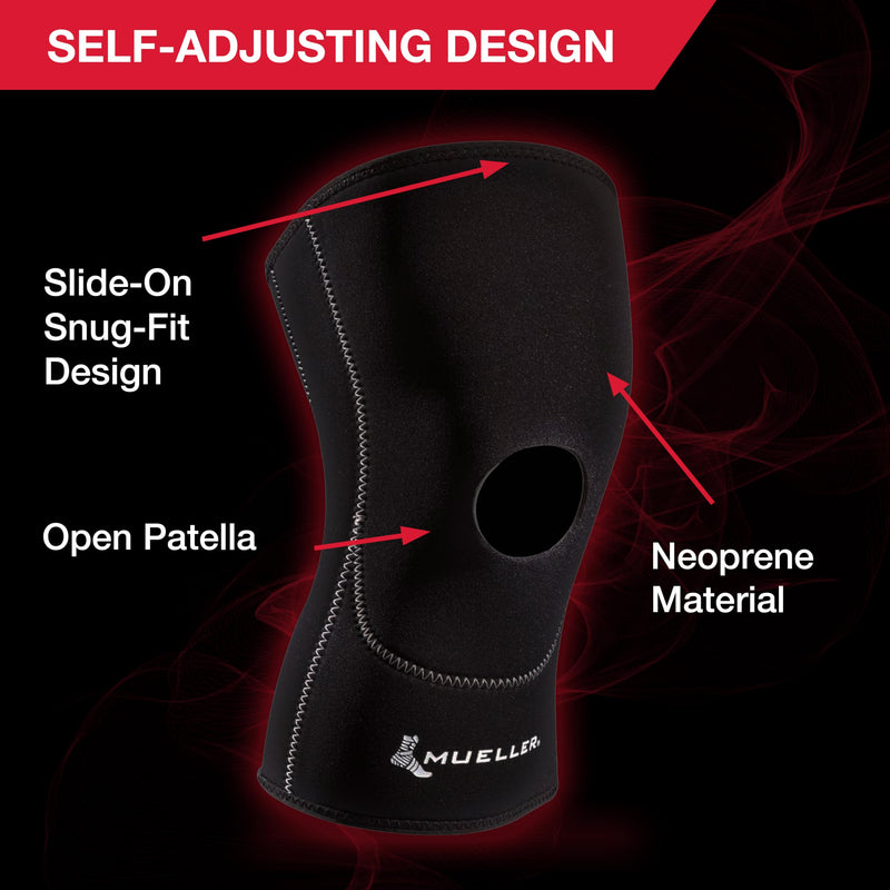 MUELLER Sports Medicine Open Patella Knee Sleeve, Knee Pain Relief Support for Men and Women, Ideal for Arthritis, Sprains, Black New & Improved Sleeve SM - BeesActive Australia