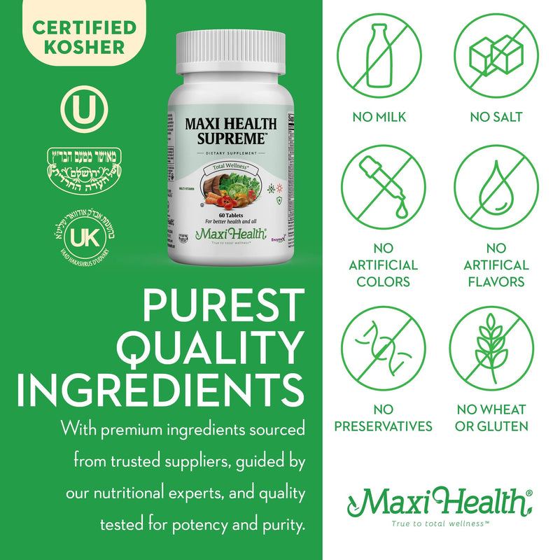 Multivitamin for Men & Women – Supreme High Potency Daily Multi with Minerals, CoQ10 & Antioxidants – Energy, Immune Support, Bone, Heart & Wellness – Vitamin A, C, D, E, B12, B6 & Biotin 60 Count | Kosher | Multivitamin with Iron | Energy, Immune & Ov...