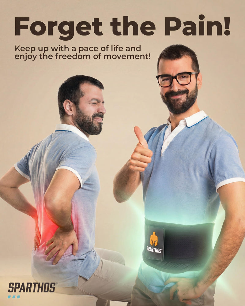 Sparthos Back Brace for Lower Back Pain - Immediate Relief from Sciatica, Herniated Disc, Scoliosis - Breathable + Lumbar Support Pad - For Men & Women - Fits 31–38″ Waist (Small, Check Size Chart) Black Small (Pack of 1)