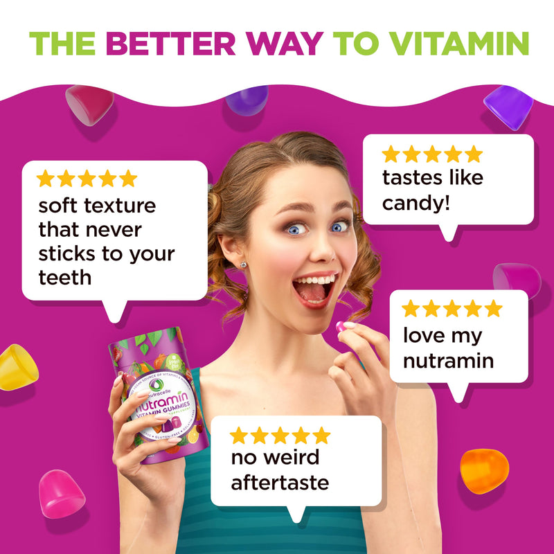 NUTRAMIN Daily Vegan Keto Multivitamin Gummies, Sugar-Free, 90 Count | Non-GMO Natural Vitamin C, D, Zinc for Immunity, Plant-Based, Nut-Free, Gluten-Free, Biotin, Vitamin A, B, B6, B12, 45-Day 90 Count (Pack of 1)