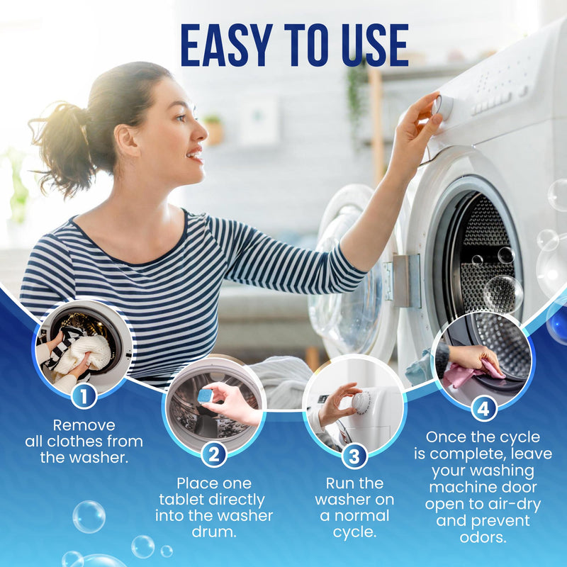 Washing Machine Cleaning Tablets - Powerful Washer Cleaner for Washing Machine Cleaner Top Load, Front Loader and HE - Deep Clean & Deodorize - 24 Washer Machine Cleaner Tablets - BeesActive Australia