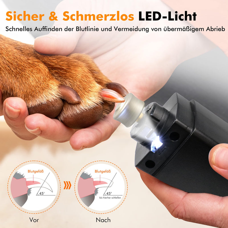 ETENTOUS Claw Grinder for Dogs 4 Speed with LED Lights - Latest Professional Claw Grinder with 3 Connections (with Claw Clippers), Super Quiet, Dog Nail Grinder for Large, Medium, Small Dogs 1#: Black - BeesActive Australia