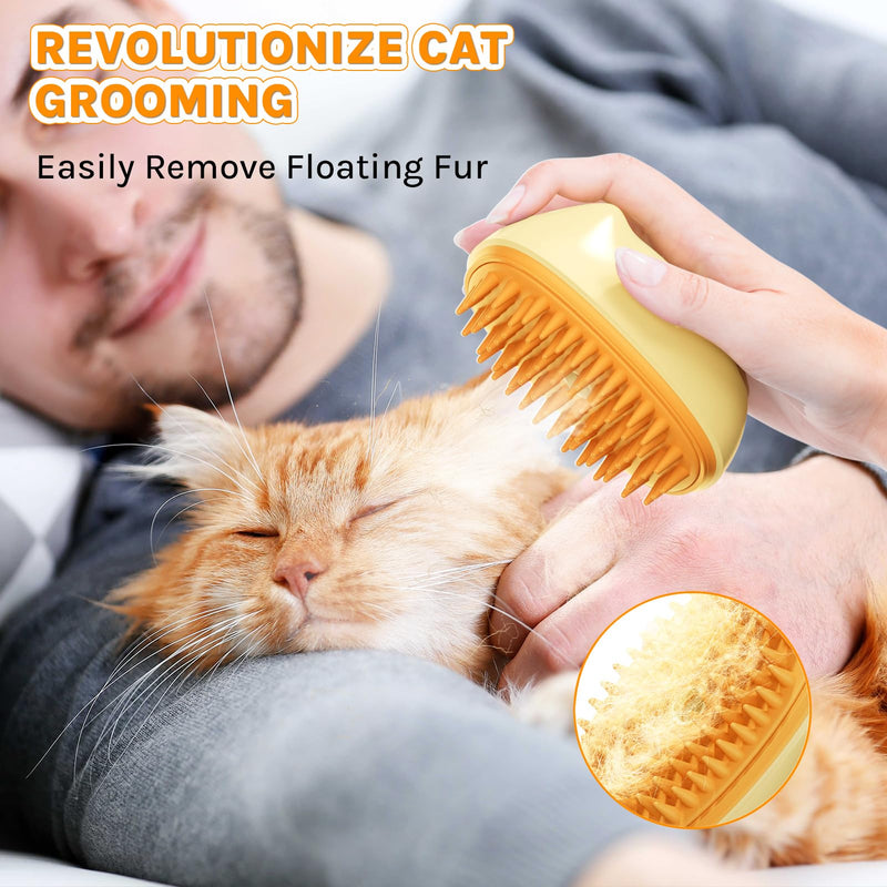 Pet Grooming Brush for Shedding, Spray Cat Brush, Cat Mist Brush, Skin Friendly Grooming Cat Steam Brush, Deshedding Brush for Short Haired Dogs, Dual Brush Heads - BeesActive Australia