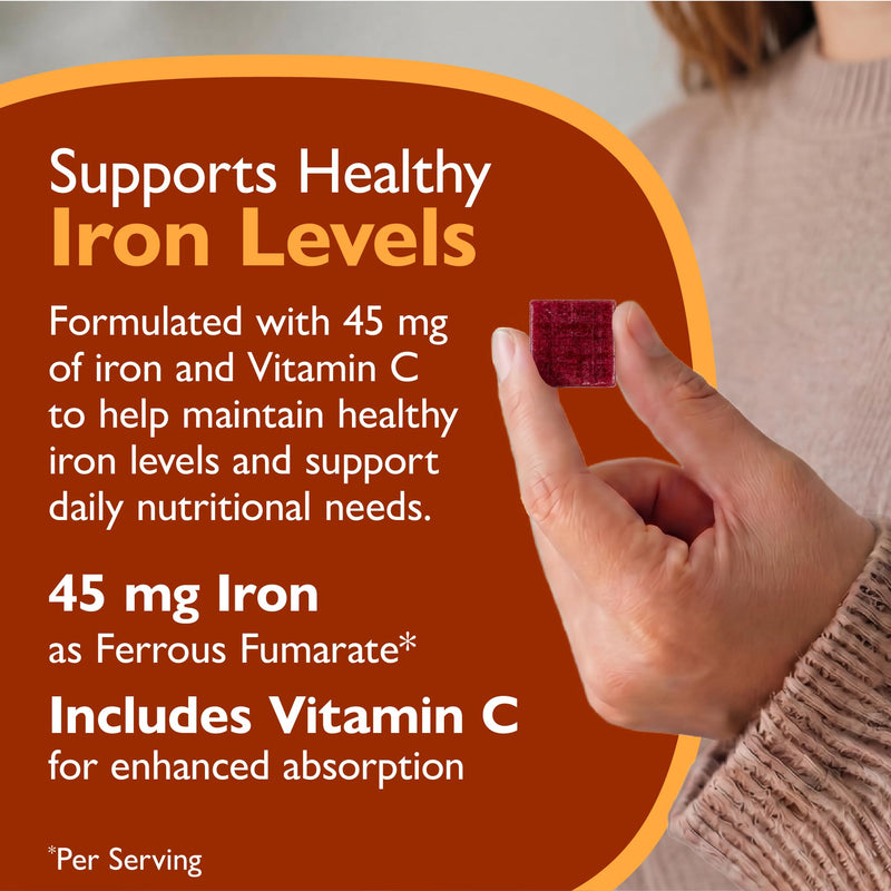 Celebrate Vitamins Iron Supplement with Vitamin C - 45mg Iron, 60mg Vitamin C, Bariatric Vitamins for WLS Patients, Vertical Sleeve & Gastric Bypass Surgery - Cherry, 90 Soft Chews Cherry Burst 90 Count (Pack of 1)