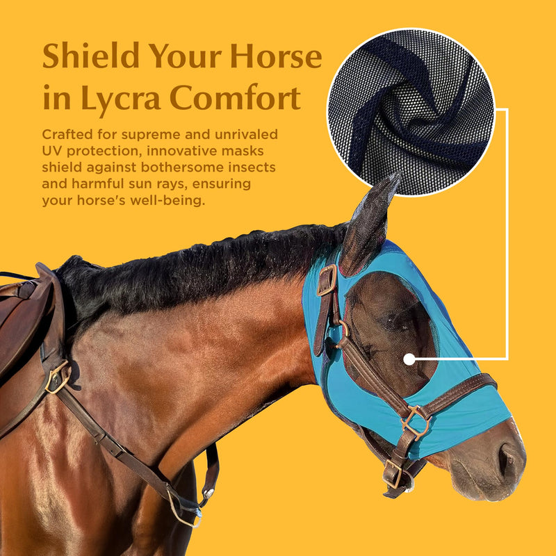 Prairie Horse Supply - UV Fly Mask with Ears for Horses – Lycra Comfort Fit Design - Horse Fly Protection for Trail and Pasture - Durable Mesh Shields from UV Rays - Purple - Arab/Cob/Small Quarter - BeesActive Australia