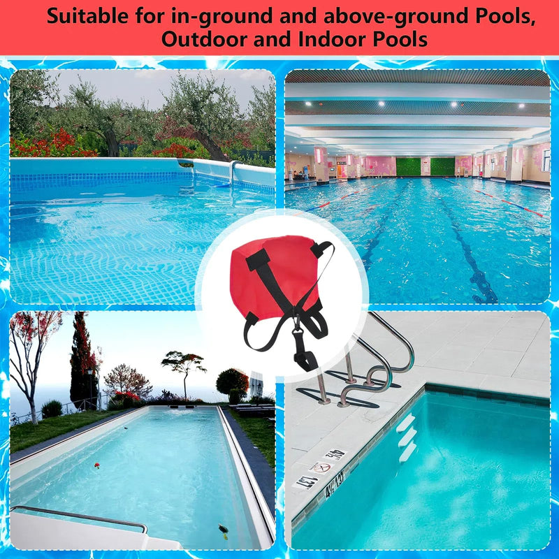 UCEDER Swim Parachute Resistance Training Set, Adjustable Swim Belt with Drag Parachute for Strength & Endurance,Swimming Resistance Training Equipment Red - BeesActive Australia
