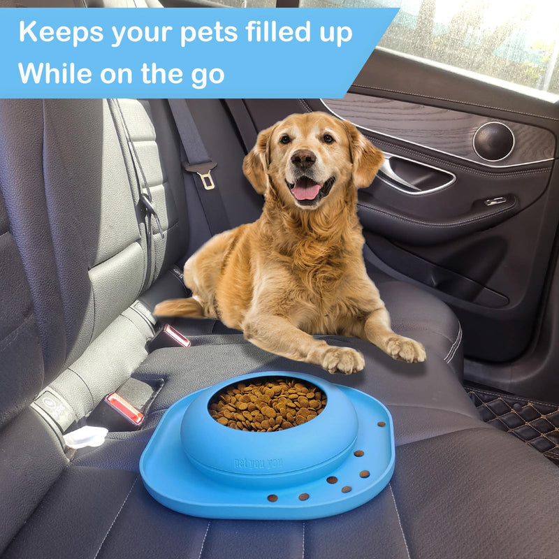 Petyouyou Spill Proof Dog Bowl with a Stainless Steel Bowl, No Splash Non-Skid Silicone Travel Bowl, Portable Foldable Pet Feeding Bowl，Food Dish，Water Bowl with Carabiner for Dogs, Cats & Pets,24oz - BeesActive Australia
