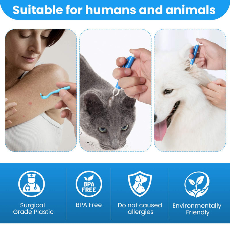 Tick remover set for dogs and cats, set of 3 tick levers, 1 tick hook, 1 tick tweezers, tick removal in seconds, safe tick protection for children and pets, dogs, cats and people, blue and green - BeesActive Australia