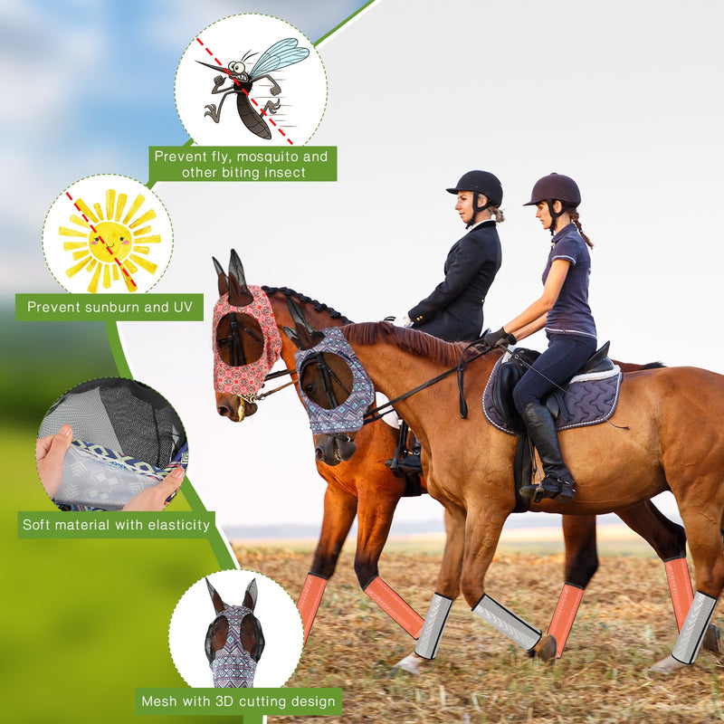 10 Pcs Horse Mask Boots for Horses Set Horse Supplies 8 Pcs Breathable Horse Leg Wraps 2 Pcs Comfort Elasticity Mask for Preventing Scratches Reduce Stomping Leg Fatigue Medium - BeesActive Australia