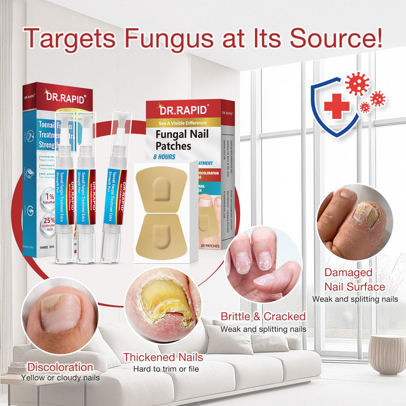 Toenail Fungus Treatment Extra Strength - Toenail Fungus Treatment Pen & Fungal Nail Patches, Day and Night Fungal Nail Treatment Set Ideal for Nail Repair for Damaged Nails Toenail Fungus - BeesActive Australia