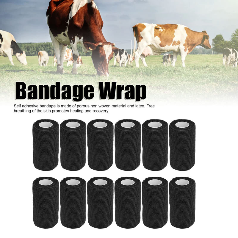 12Pcs Self Adherent Wrap Cohesive Bandages,Athletic Elastic Cohesive Bandage Wrap Latex Elastic Self Adhesive Wrap for Cows Dogs Horses 10Cm - BeesActive Australia