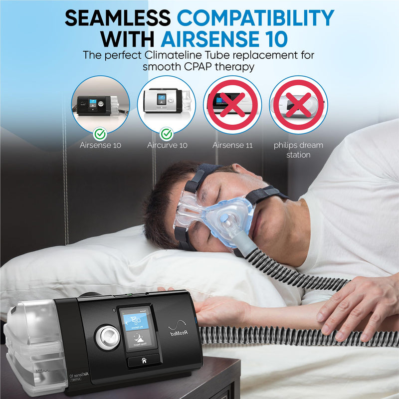 Mars Wellness CPAP Heating Tube 6-Foot - Compatible with AirSense 10 and AirCurve 10 Machines - Replacement for ClimateLine, Flexible CPAP Hose for Climate Control and Rainout Prevention