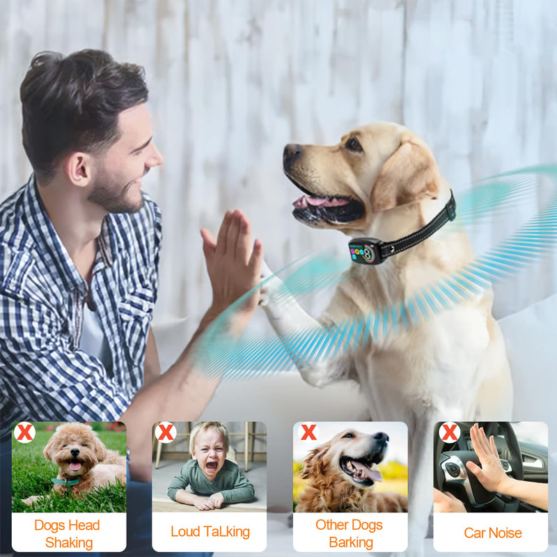 Dog Bark Collar for Large Medium Dogs, Rechargeable Smart Collar, IPX7 Waterproof Anti Bark Collar, Anti Barking Training Collar with 8 Adjustable Sensitivity Beep Vibration Shock - BeesActive Australia