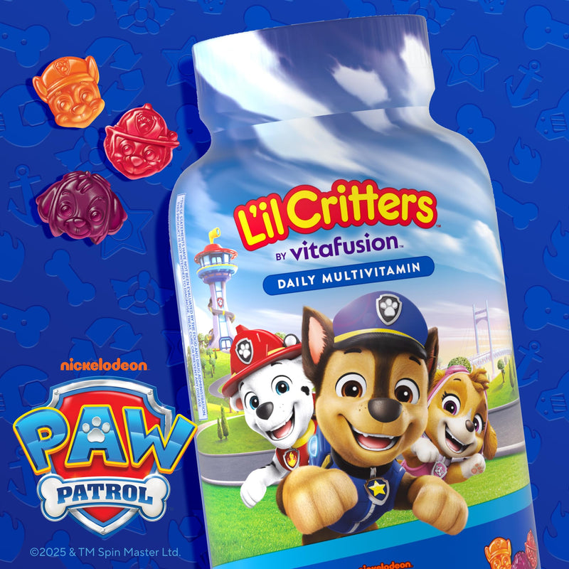 Lil Critters Nickelodeon Paw Patrol Kids Multivitamin Gummies | 60 Count | Gummy with Vitamin A B C D E | Fruit Flavors | 11 Essential Nutrients | Gluten and Dairy Free Children's Daily Supplement 60 Count (Pack of 1)