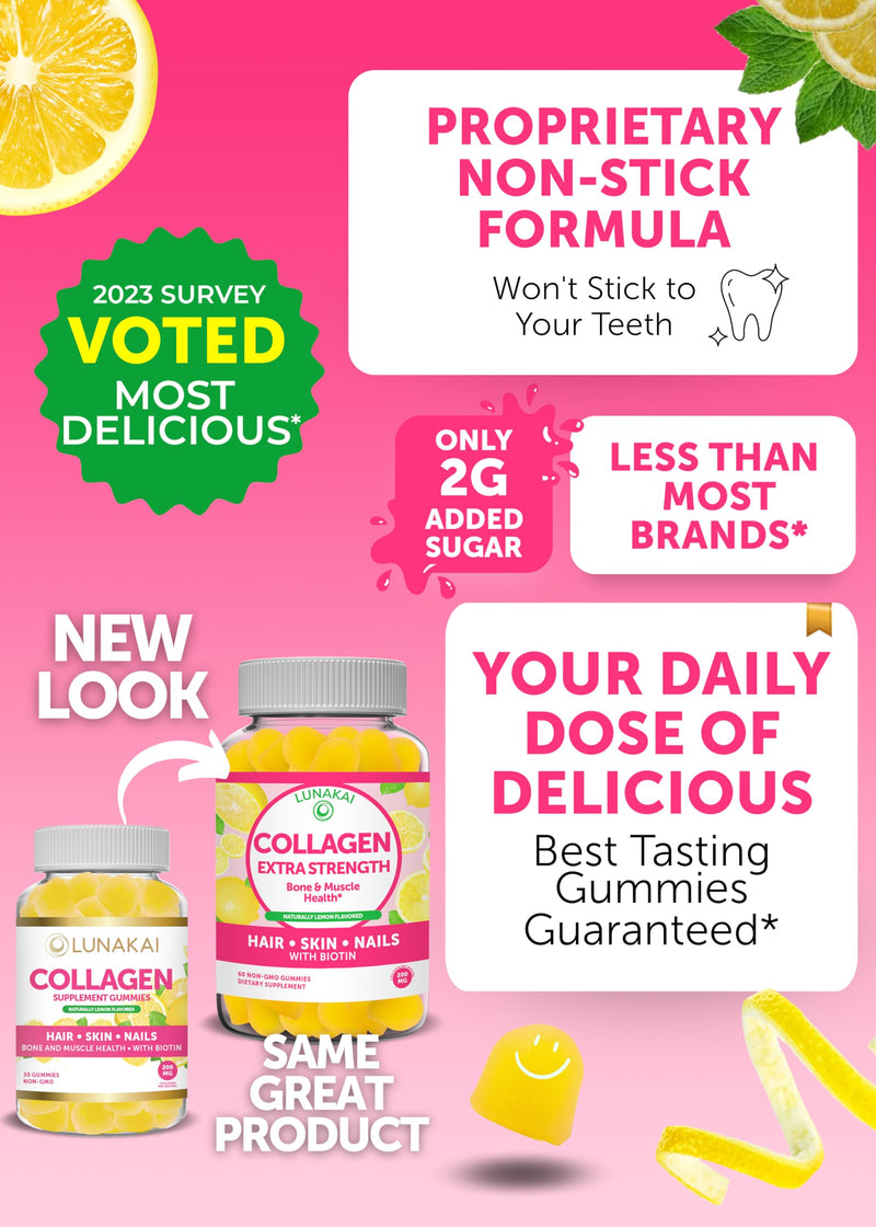 Lunakai Collagen and Probiotic Gummies Bundle - Non-GMO, Gluten Free - Anti Aging, Hair Growth, Skin Care & Strong Nails and Digestive Health - 30 Days Supply