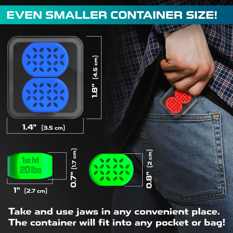 Jaw Exerciser 8 pcs for Men and Women - Jaw Trainer and Shaper with 4 Resistance Levels - Silicone Jaw Strengthener Tablets - Double Chin Reducer & Face Sculptor Green, red, blue, black - BeesActive Australia