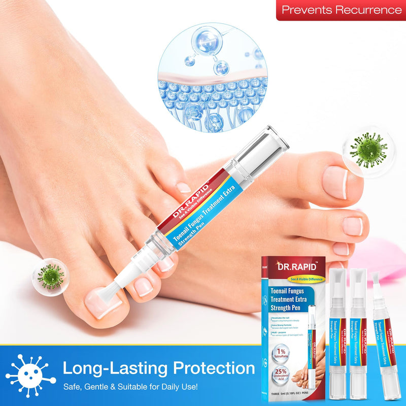 Toenail Fungus Treatment Extra Strength - Fungi Nail Pen Repair for Damaged Nails, Fast-Acting Solution for Toe & Fingernail Fungi, Ideal for Nail Health Concerns Athletes 5ml/0.18FLOZ 3Pcs
