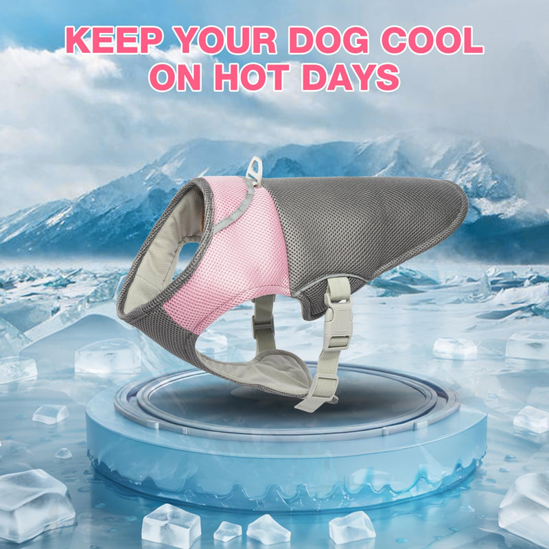 MIGOHI Dog Cooling Vest Harness for Medium Large Dog, Outdoor Walking Dog Cooler Jacket Sun Protection Breathable, Adjustable Reflective Summer Dog Clothes Apparel Shirt Lightweight,Pink,XL Pink X-Large - BeesActive Australia