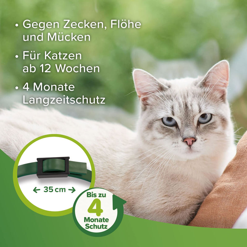 beaphar tick and flea protection collar for cats Protection against ticks, fleas | Works for 4 months | Cat collar with safety clasp | Color: Green | Length: 35cm (pack of 2) - BeesActive Australia