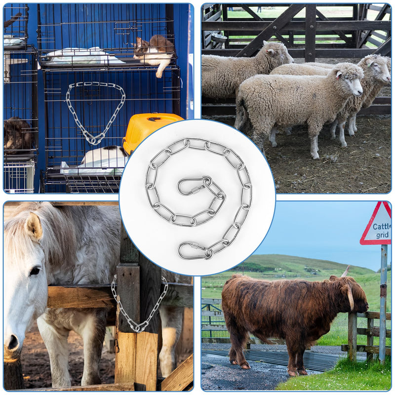 20 Inch Gate Chain Locks for Outdoor Fence Yard, Steel Chain Link Gate Latch with Carabiners Locking Buckle for Livestock Horse Goat Dog Stall Cow Corral Supplies (4mm Thick) 4mm Thick - BeesActive Australia