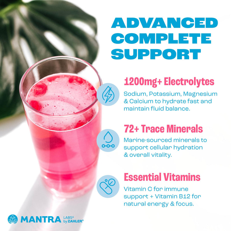 Zahler Mantra Hydrate – Sugar Free Electrolytes Powder – No Sugar Hydration Powder Electrolyte Mix Supplement – Minerals and 100% of Vitamin C & B12 – Keto Paleo Vegan Kosher Made in USA (Wild Berry)