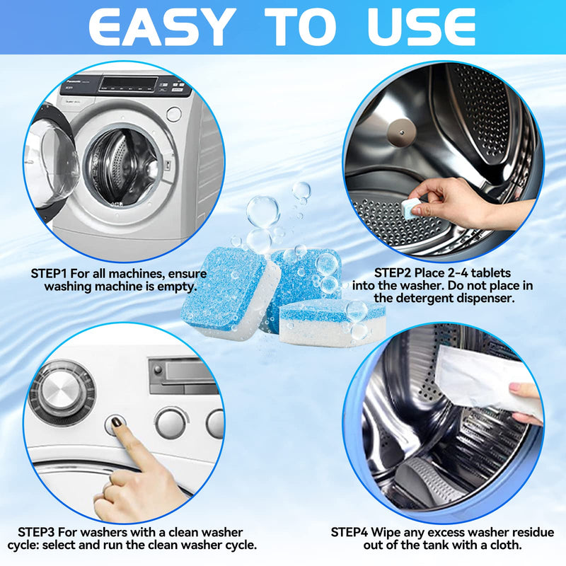 Washing Machine Cleaner, 32 Tablets Washer Machine Cleaner Household Supplies, Deep Cleaning Tablets for Front Loader, Top Load Washer and HE - BeesActive Australia
