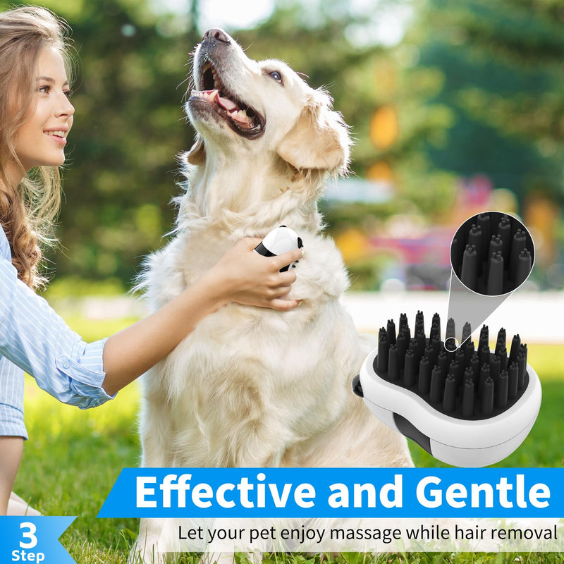 3PCS Dog Bath Brush | Dog Shampoo Brush | Dog Scrubber for Bath | Dog/Grooming/Washing Brush Scrubber with Adjustable Ring Handle for Short & Long Haired Dogs/Cats (Blue Blue White) Blue Blue White - BeesActive Australia
