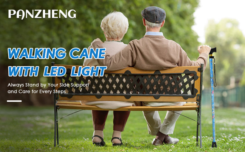 Walking Cane PANZHENG Cane for Man/Woman | Mobility & Daily Living Aids | 5-Level Height Adjustable Walking Stick | Comfortable Plastic T-Handle Portable Walking Stick Folding Cane Cane-Black print