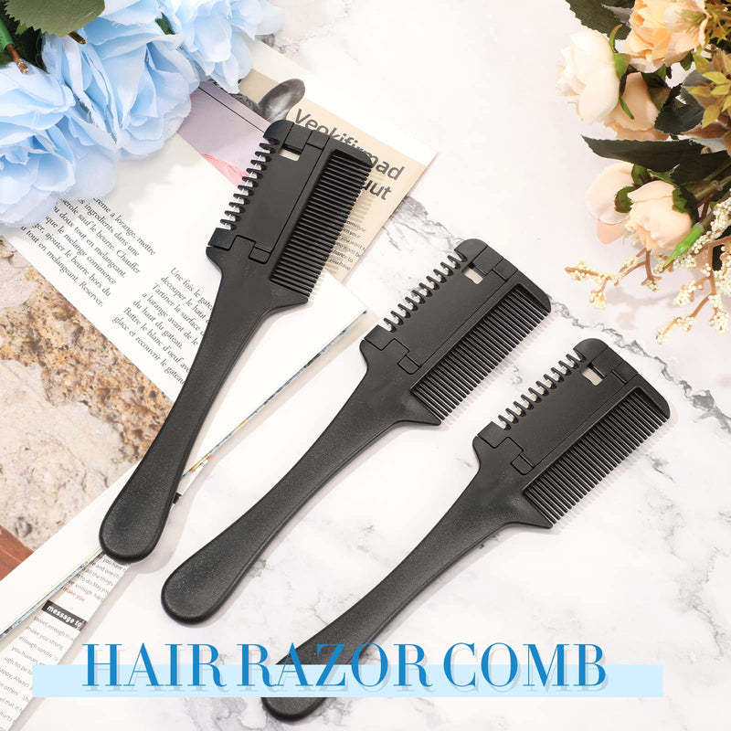 3 Pcs Pet Dog Cat Razor Comb with 50 Pcs Replacement Razors Hair Cutter Comb Cutting Scissors Hair Trimmer Comb Tool Grooming Dog Cat Double Sided Razor for Dog Cat Black