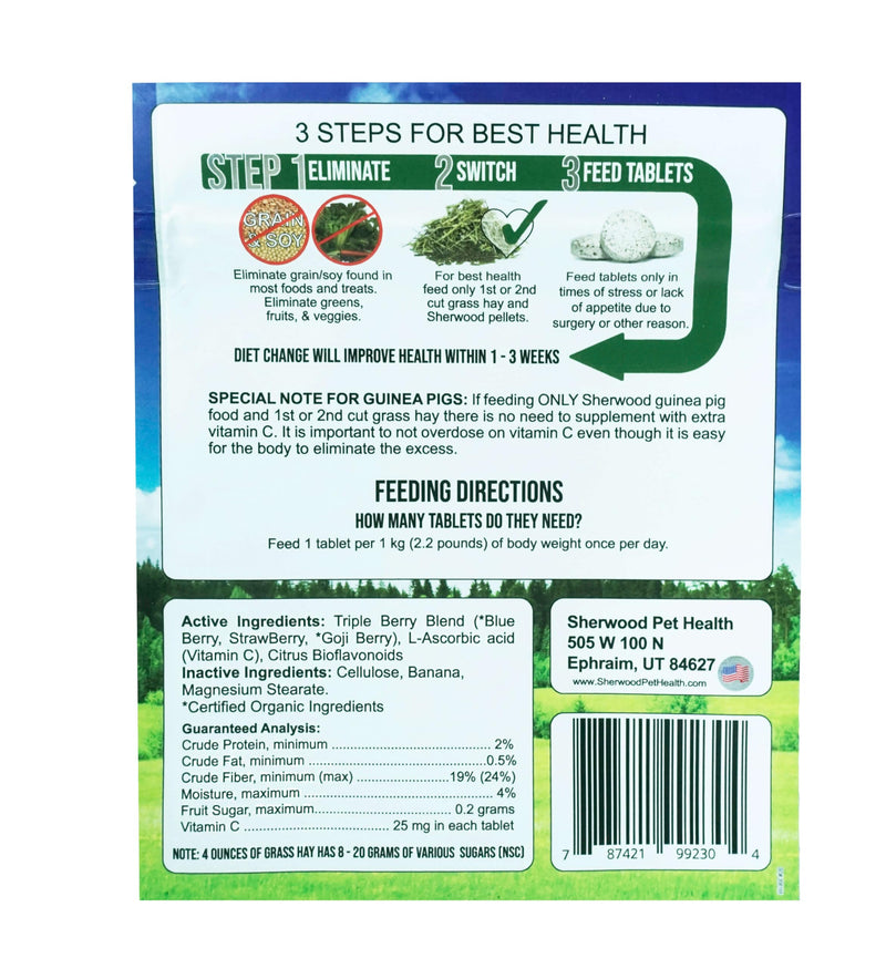 Tripleberry Vitamin C and Bioflavonoids by Sherwood Pet Health (100 Tablets - 60 Grams) - PawsPlanet Australia