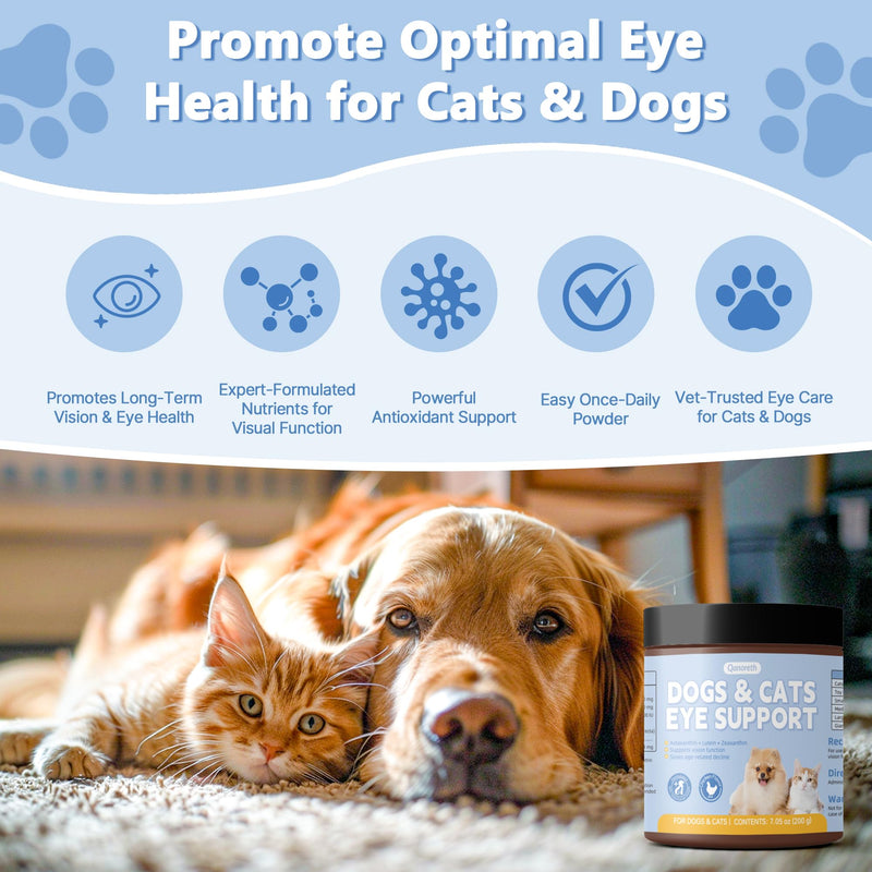Dog Eye Supplements - Eye Supplements for Dogs and Cats with Lutein, Astaxanthin & Vitamins A C E - Supports Clear Vision, Retina & Lens Health, Antioxidant Eye Support, Non-GMO, Gluten Free, 7.05 oz