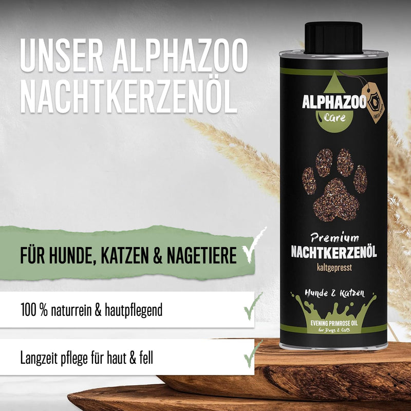 alphazoo Premium Evening Primrose Oil for Dogs & Cats 250 ml I Natural food oil with Omega-6 & Omega-9 fatty acids, cold-pressed I For shiny fur - BeesActive Australia