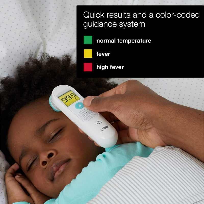Braun TempleSwipe Digital Thermometer with Color Coded Temperature Guidance - Adults, Babies, Toddlers & Kids White 1 Count (Pack of 1)