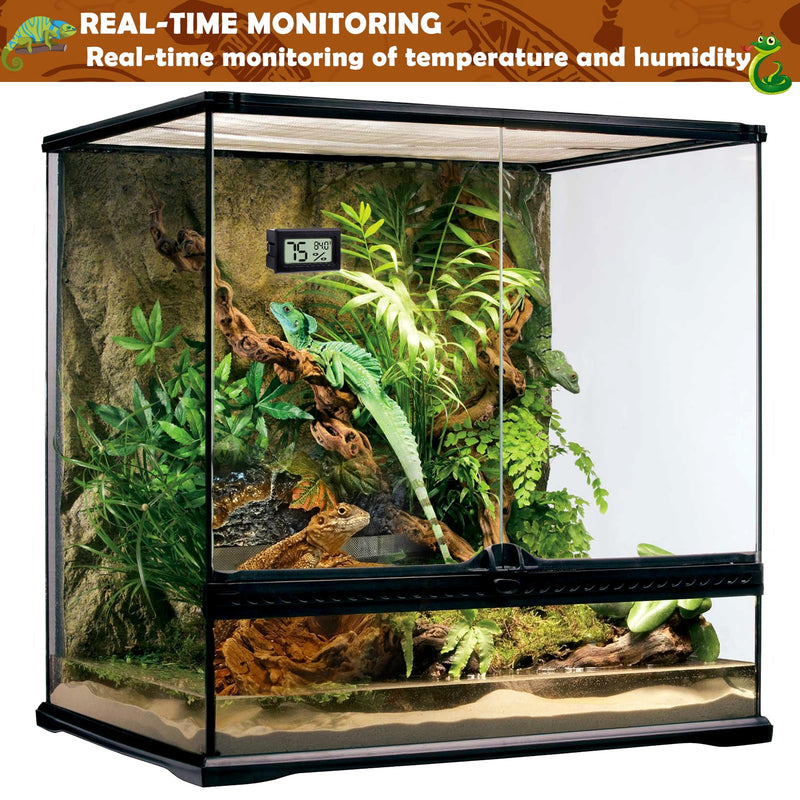 Vodolo Reptile Thermometer and Humidity Gauge,4PCS Digital Adhesive Reptile Hydrometer Thermomete Tank Accessories Pet Supplies for Tortoise Habitat,Chameleon Cage,Iguana,Tree Frog Terrarium 4PCS Rectangular - BeesActive Australia