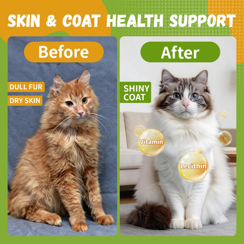 Cat Grass Treats for Indoor Cats, 60g Freeze-Dried Cat Grass & Egg Yolk Treats - Feline Grass Treаts for Hairball Control and Healthy Coat, Chicken Flavor
