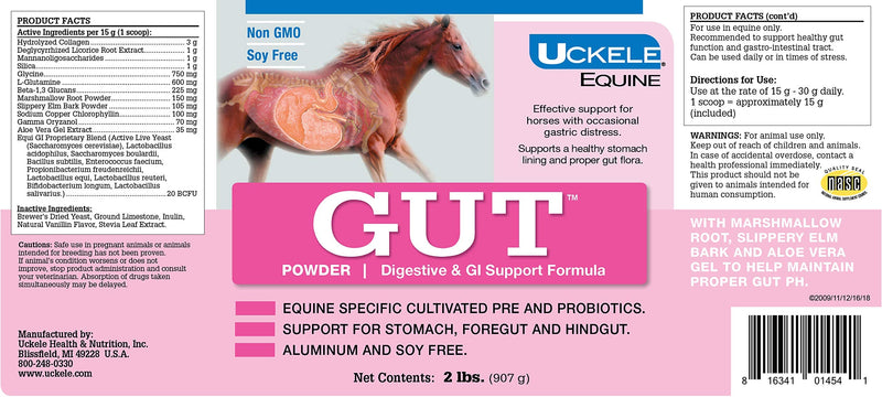 Uckele Gut Horse Supplement - Equine Vitamin & Mineral Supplement - 2 pound (lb) - BeesActive Australia