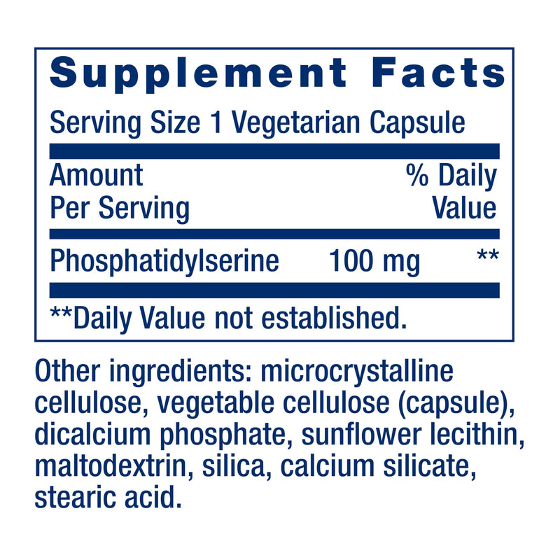 Life Extension PS Caps, 100 Capsules | Phosphatidylserine for Cognitive Performance, Gluten-Free, Non-GMO & Vegetarian