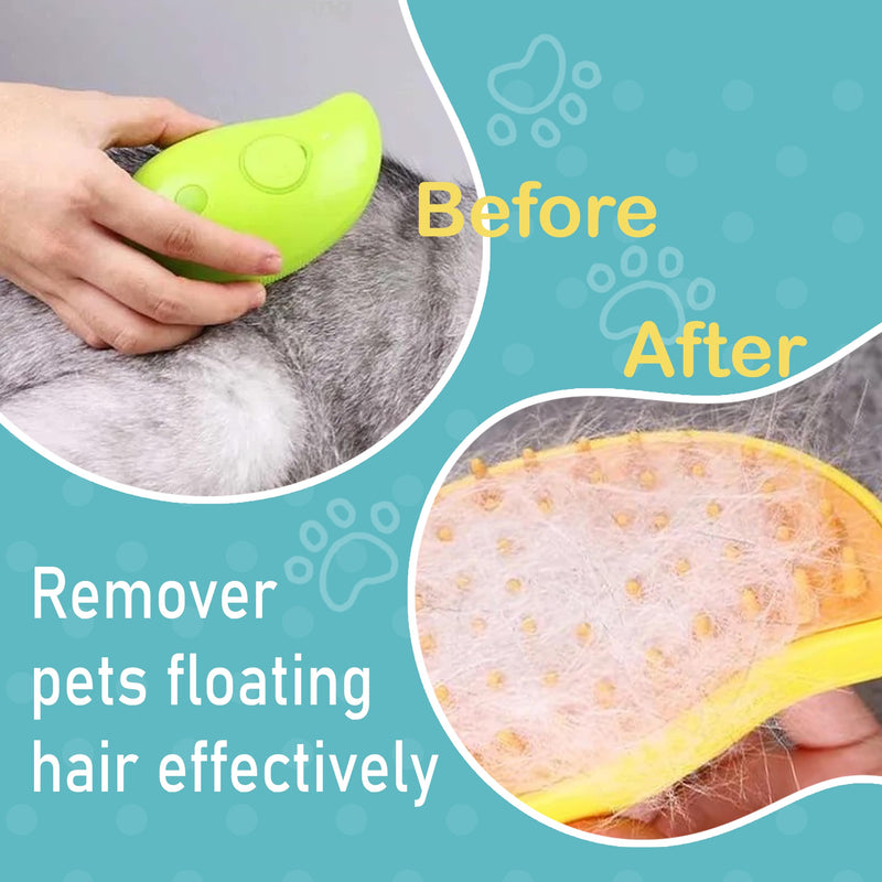 Cat Steamy Brush, Grooming Tool for Cats and Dogs with Steam Function, Massage, and Shedding Hair Removal - Ideal for Pets, Featuring Weighted Blanket Technology, Hair Brush, 3 in 1 - BeesActive Australia