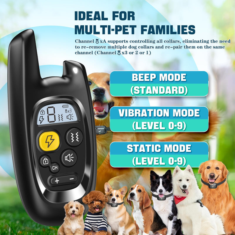 Dog Shock Collar - [2025 Newly Upgraded] Dog Training Collar with Remote, IPX7 Waterproof Electric Collar with Unique Shock-Lock, Rechargeable E-Collar for Small Medium Large Dogs All Breeds Black 1-PACK - BeesActive Australia