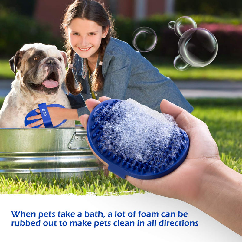 Dog bath brush, ROPO rubber massage pet shampoo brush, used for pet grooming, removing shedding fur, combing tangles and dead fur, suitable for pet dogs and cats (green) green - BeesActive Australia
