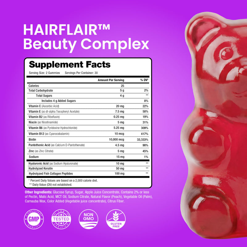 NutraChamps Biotin Gummies 10,000mcg with Collagen, Keratin & More – Hair Skin and Nails Vitamins for Women & Men – Support Normal Hair Growth Cycle - Enhanced with Vitamin C, D3, Zinc (Pack of 2)