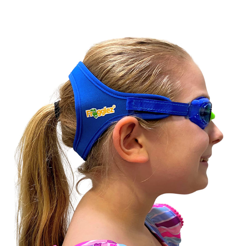 Frogglez Anti-Fog Swimming Goggles for Kids under 10 (Ages 3-10) Recommended by Swim Instructors; Premium Pain-Free Strap Blue - BeesActive Australia