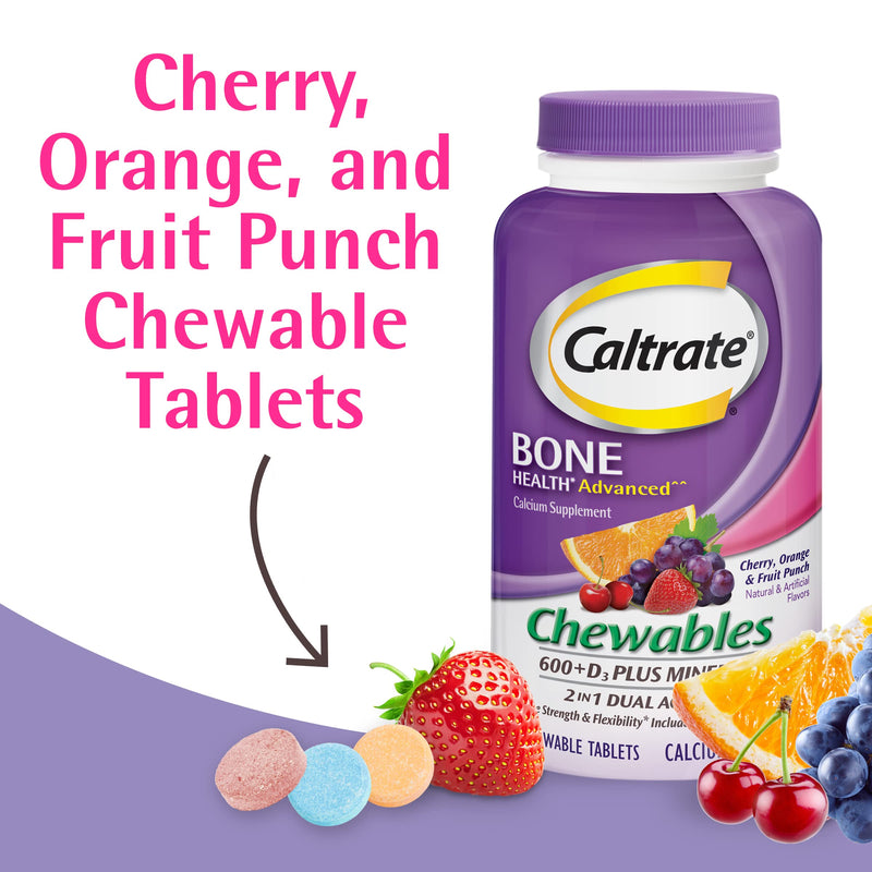 Caltrate Chewables 600 Plus D3 Vitamin D and Calcium Supplement, 155 count | Sugar Free, Highest Level of Vitamin D3, Maximizes Calcium Absorption to Support Strong Bones and Daily Function 155 Count (Pack of 1)