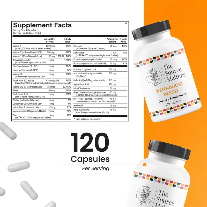 Mito-Boost Blend | Cellular Energy Support Supplement with NAC, Resveratrol, Alpha Lipoic Acid & Antioxidants | Immune & Metabolic Support, 120 Capsules 120 Count (Pack of 1)