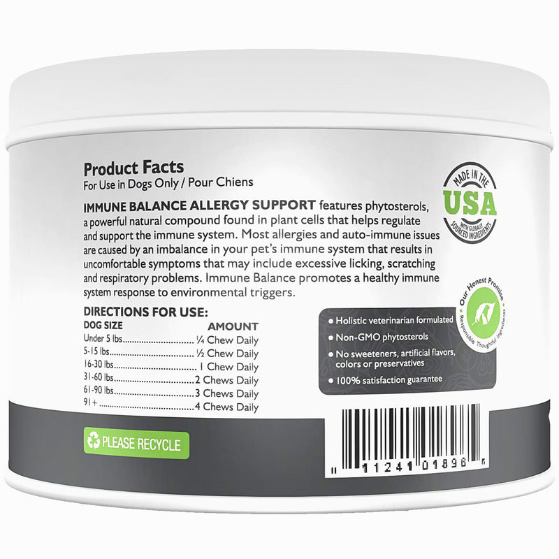 Only Natural Pet Immune Balance - Immunity Booster for Itchy Skin Licking & Scratching w/Phytosterols for Seasonal or Food Allergies Vitamin Supplement for Healthy Dogs & Cats - 60 Soft Chews - PawsPlanet Australia