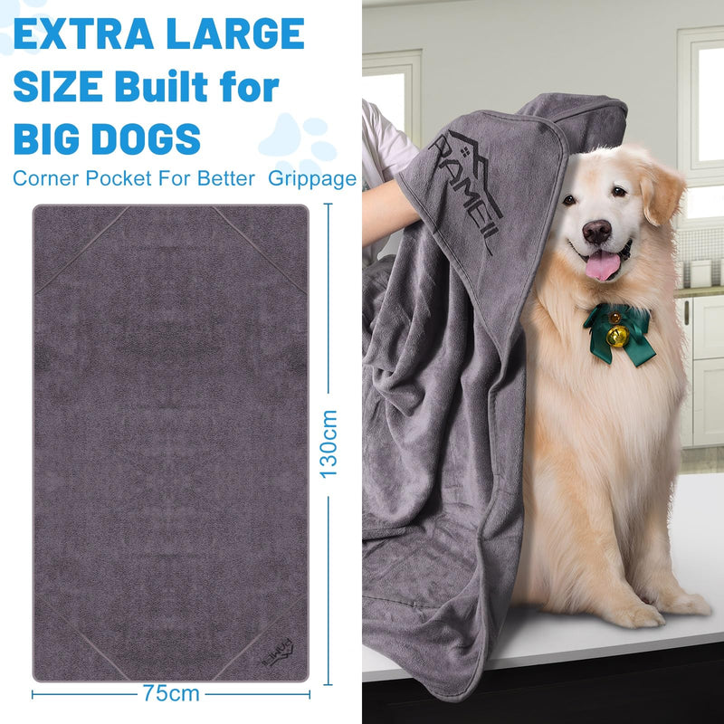 Large Dog Towel - 130x75cm Microfiber Towel Extra Absorbent for Dogs, Dog Bathrobe with Flap Bath Towel Ideal for Small, Medium & Large Dogs - BeesActive Australia