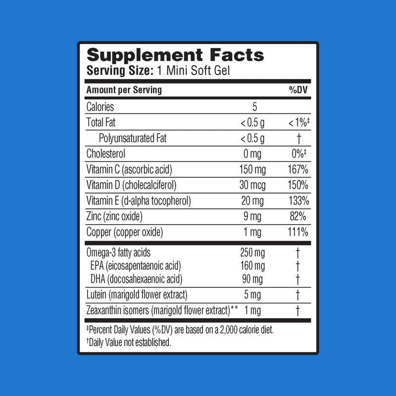 Ocuvite Eye Health Vitamins Lutein & Zeaxanthin Supplement, 30 Softgels | Eye vitamins for adults, lutein zeaxanthin with Vitamin C, D, E & Omega-3, supports macular health*, aging eyes, 30 softgels 30 Count (Pack of 1)