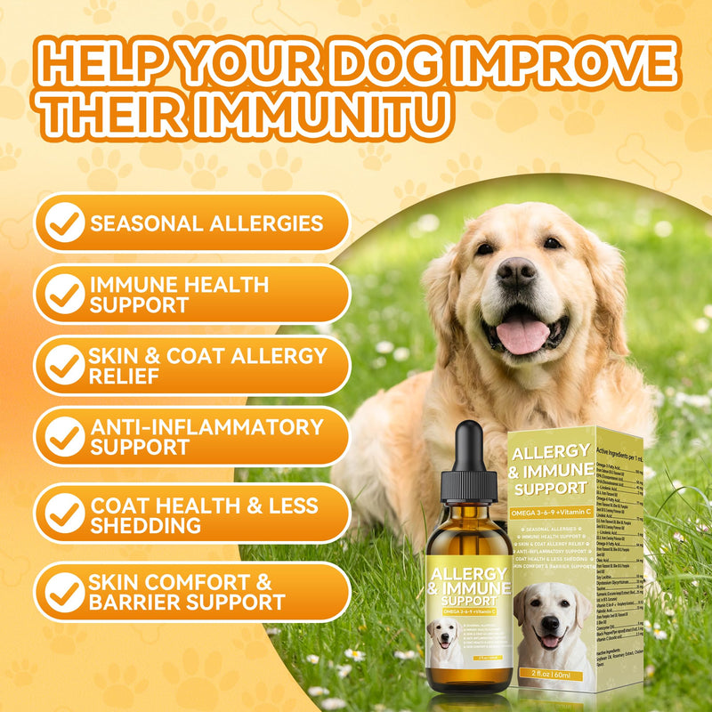 Skin & Coat Supplement, Cat and Dogs for Yeast Relief Drops, Itch Relief for Dogs with Allergies, Inflammation Relief for Dogs, 60ml
